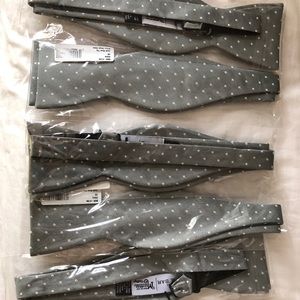 6 Wedding bow ties silver sage dot